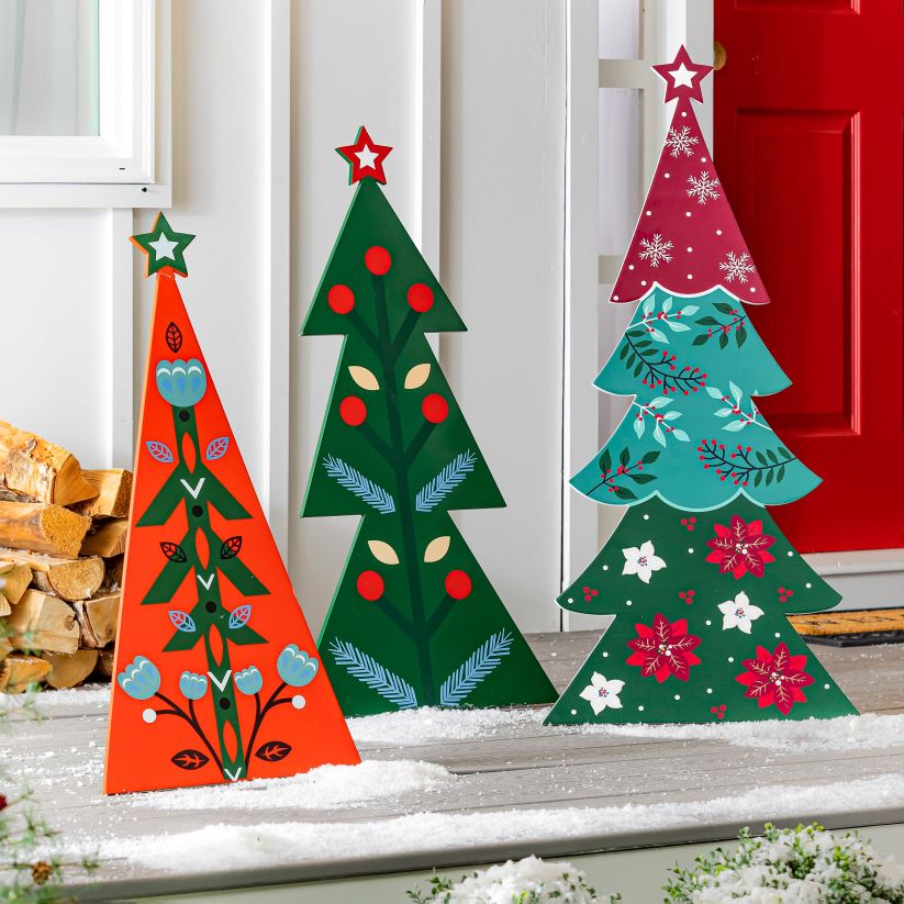 Plow & Hearth articles ménagers arbres de vacances nordiques en bois, lot de 3 0BNZ1718