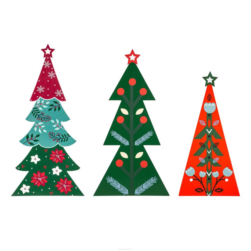 Plow & Hearth articles ménagers arbres de vacances nordiques en bois, lot de 3 0BNZ1718