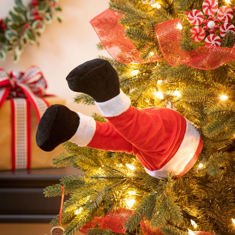 Plow & Hearth articles ménagers décor d'arbre de jambes de père Noël animé 0BNZ1730