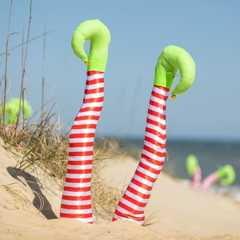 Plow & Hearth articles ménagers pattes d'elfe rayées des Fêtes, lot de 2 0BNZ1738