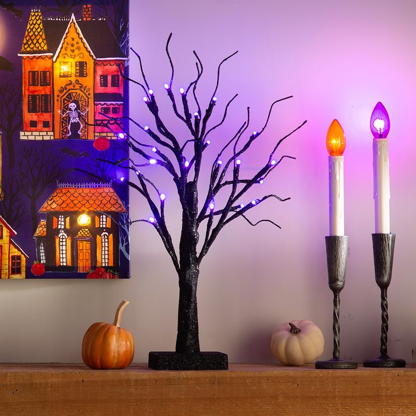 Plow & Hearth articles ménagers Arbre d'Halloween de table avec lumières LED violettes 0BNZ1561