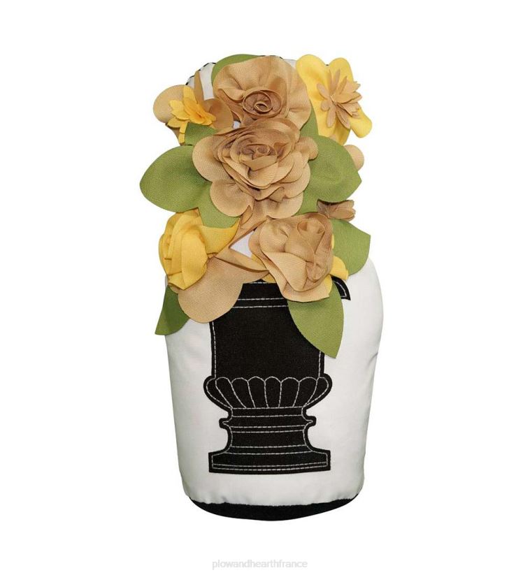 Plow & Hearth articles ménagers Butée de porte boutons de rose en pot intérieur/extérieur - or 0BNZ1537