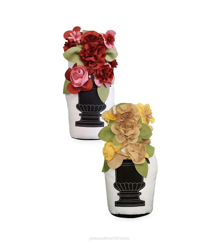 Plow & Hearth articles ménagers Butée de porte boutons de rose en pot intérieur/extérieur - or 0BNZ1537