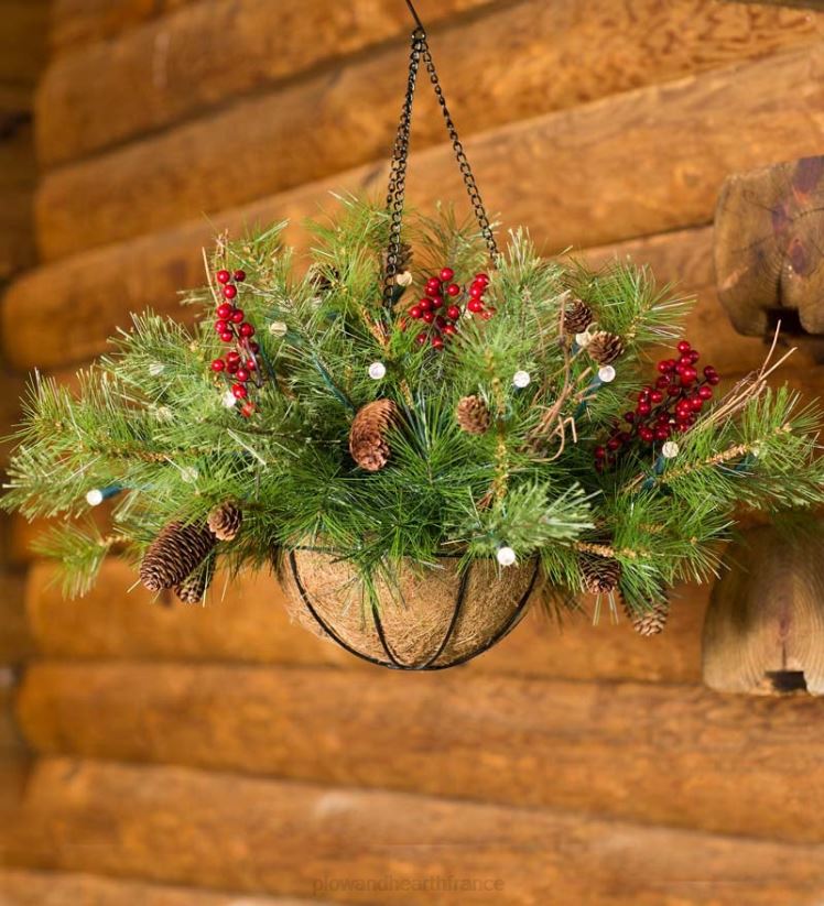 Plow & Hearth articles ménagers Guirlande à crête bleue intérieure/extérieure avec lumières à double fonction fonctionnant sur piles 0BNZ1484