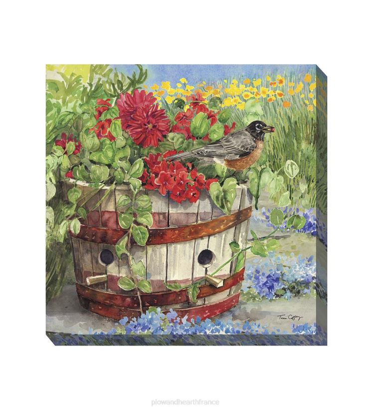 Plow & Hearth articles ménagers art mural sur toile intérieur/extérieur Le nid de rouge-gorge 0BNZ1550
