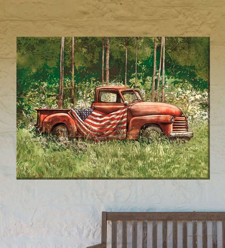 Plow & Hearth articles ménagers art mural sur toile intérieur/extérieur patriote vintage 0BNZ1554