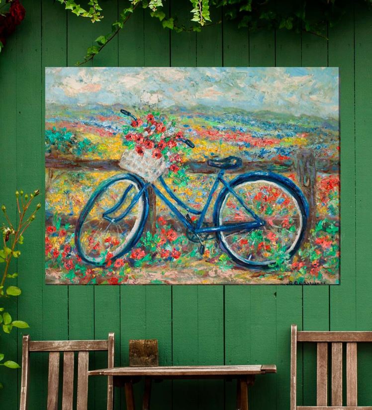 Plow & Hearth articles ménagers art mural sur toile intérieur/extérieur vélo de campagne 0BNZ1551