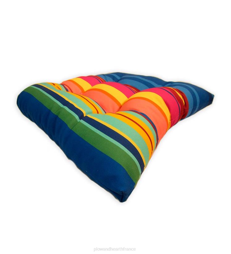Plow & Hearth articles ménagers coussin de chaise rond classique, 18" dia. x 3" - rayure palerme 0BNZ1520