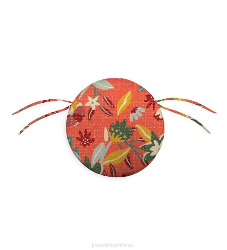 Plow & Hearth articles ménagers coussin de chaise rond classique avec attaches, 16" dia. x 2" - pétale poussant 0BNZ1557