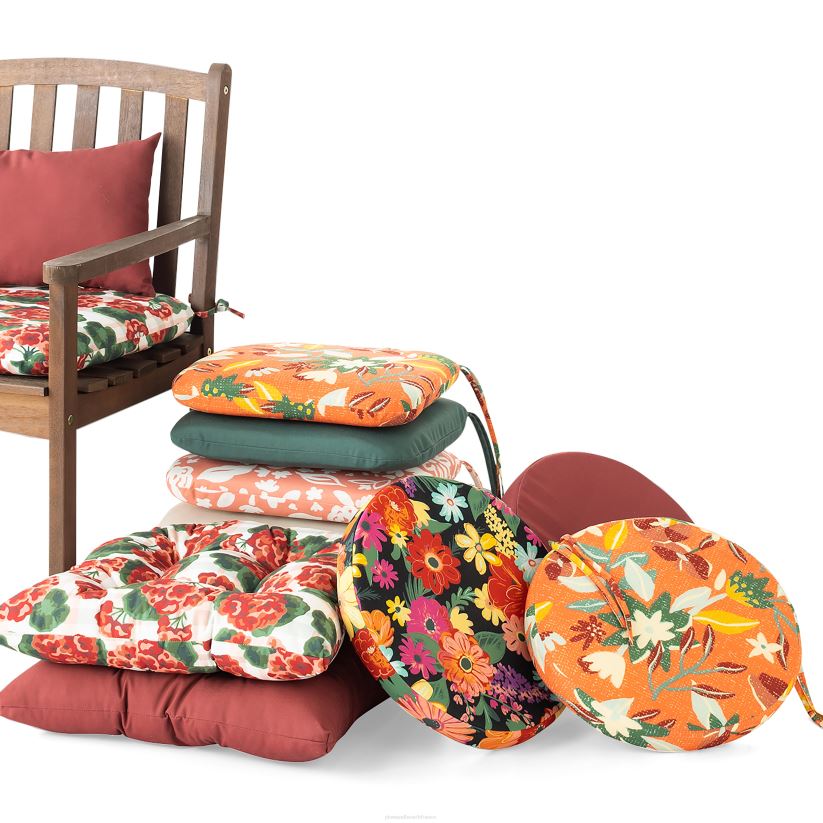 Plow & Hearth articles ménagers coussin de chaise rond classique avec attaches, 16