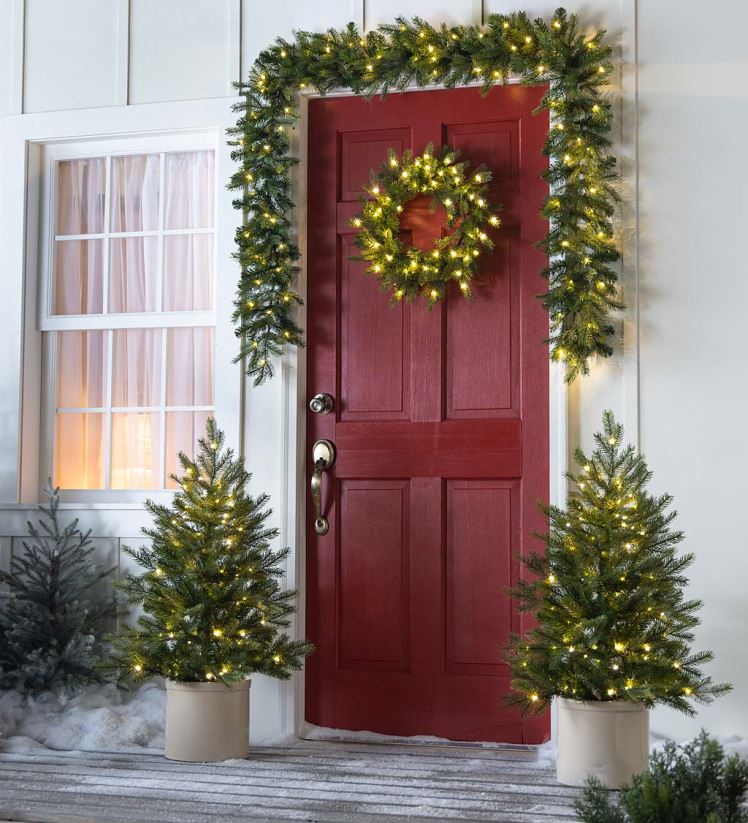Plow & Hearth articles ménagers ensemble de décoration de sapin grandis éclairé pour porche des Fêtes dans une boîte 0BNZ1491