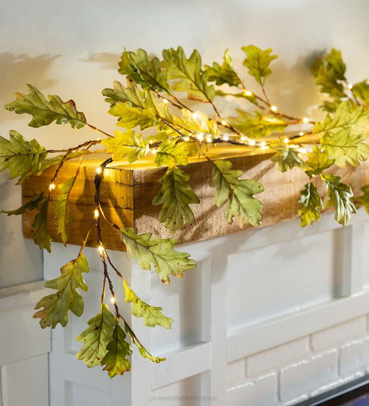 Plow & Hearth articles ménagers guirlande de chêne mousse éclairée intérieur/extérieur 0BNZ1559