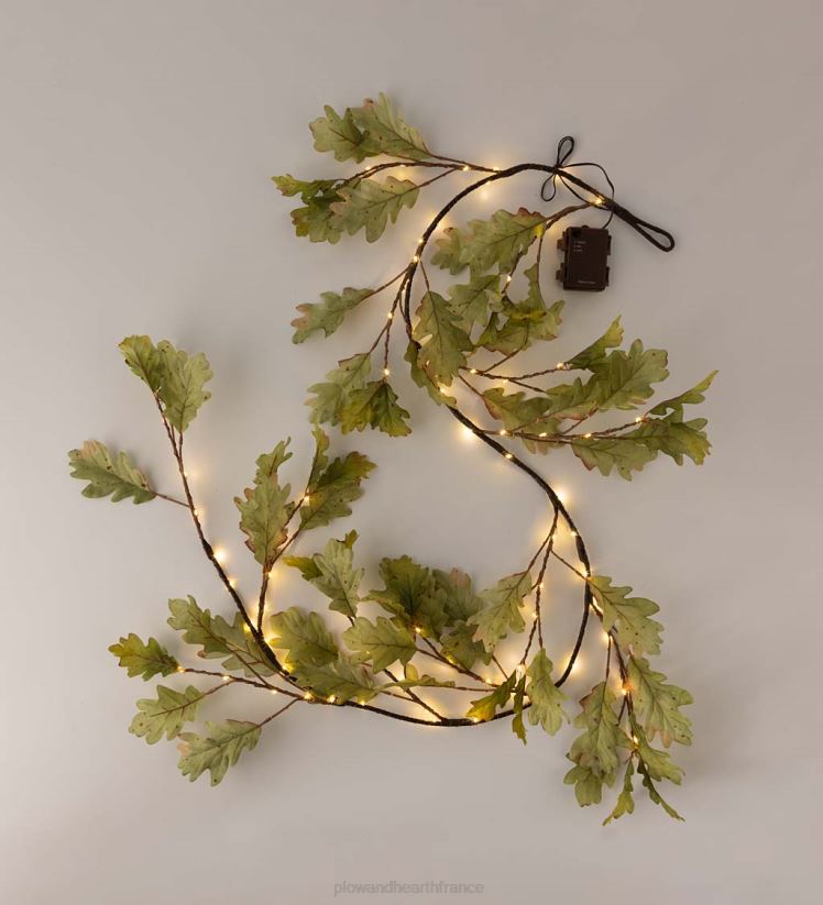 Plow & Hearth articles ménagers guirlande de chêne mousse éclairée intérieur/extérieur 0BNZ1559