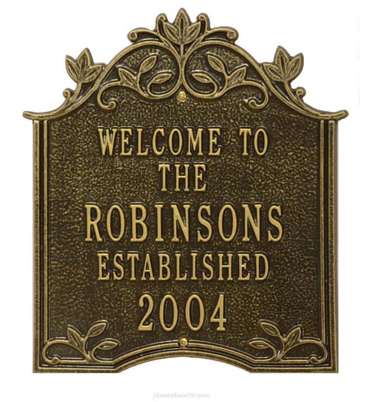 Plow & Hearth articles ménagers plaque de mariage en lierre en aluminium - bronze/or 0BNZ1534