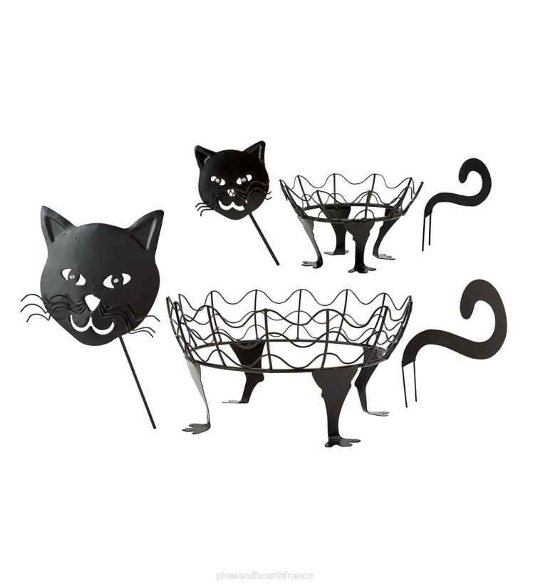 Plow & Hearth articles ménagers porte-citrouilles chat d'Halloween avec yeux LED verts, lot de 2 - chat 0BNZ1480