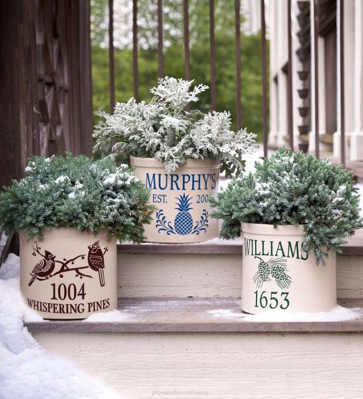 Plow & Hearth articles ménagers pot de bienvenue en grès ananas - noir 0BNZ1566