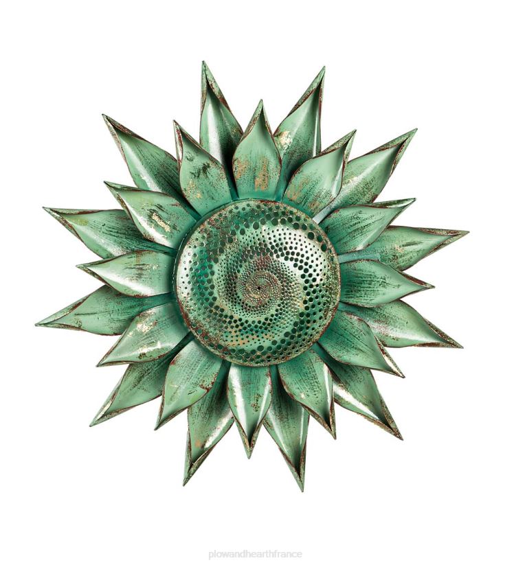 Plow & Hearth articles ménagers sarcelle succulente en métal vieilli art mural 0BNZ1502