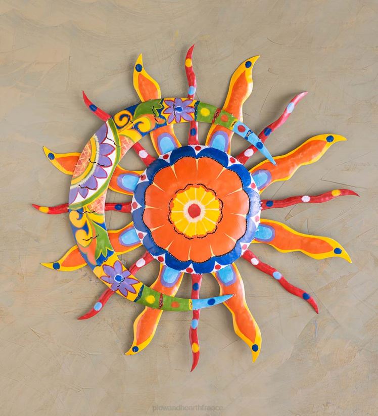 Plow & Hearth articles ménagers talavera soleil et lune art mural en métal peint 0BNZ1500