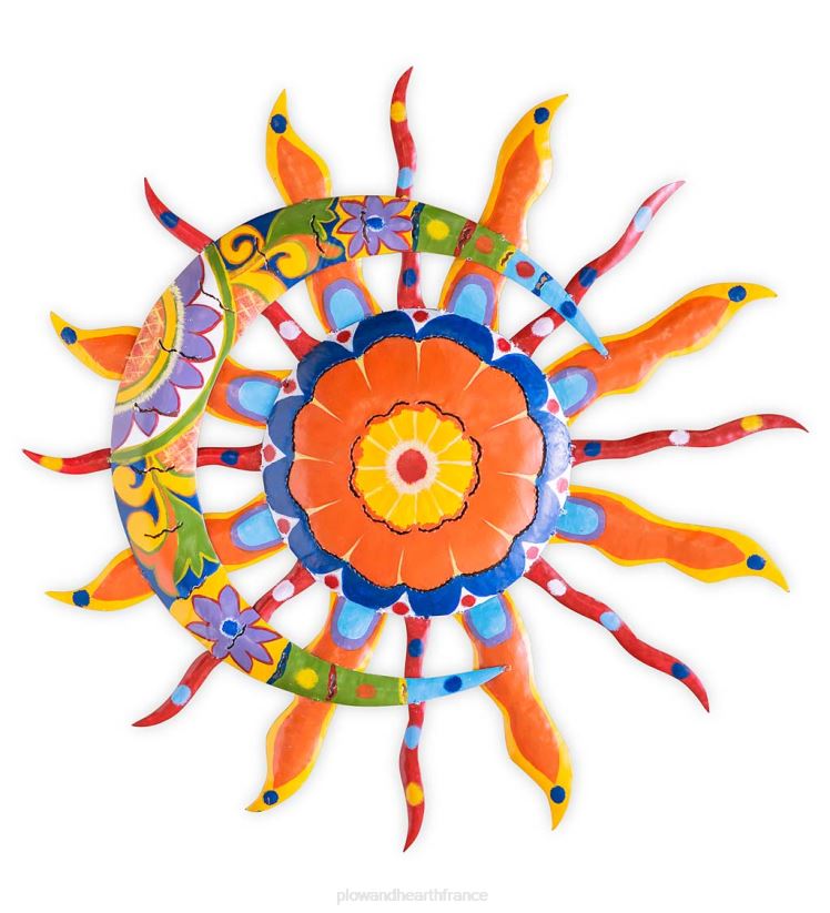 Plow & Hearth articles ménagers talavera soleil et lune art mural en métal peint 0BNZ1500