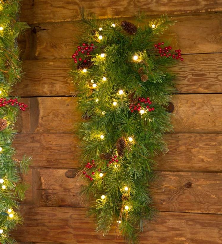 Plow & Hearth articles ménagers verdure intérieure/extérieure à crête bleue avec lumières à double fonction fonctionnant sur piles 0BNZ1479