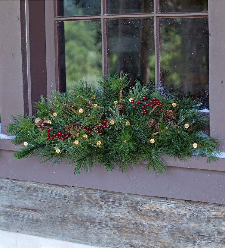 Plow & Hearth articles ménagers verdure intérieure/extérieure à crête bleue avec lumières à double fonction fonctionnant sur piles 0BNZ1479