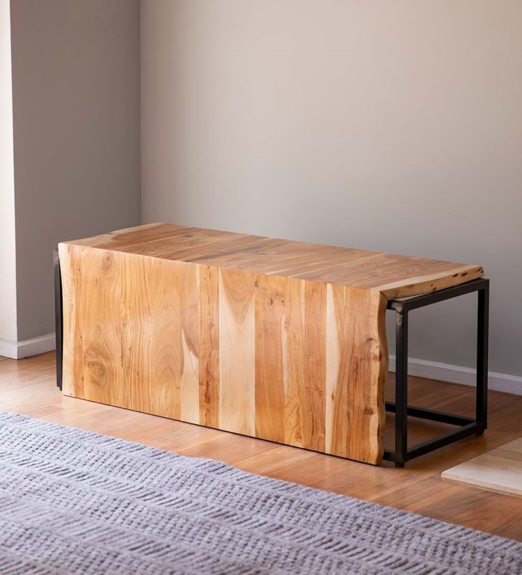 Plow & Hearth articles ménagers banc cascade en bois d'acacia live-edge 0BNZ2068