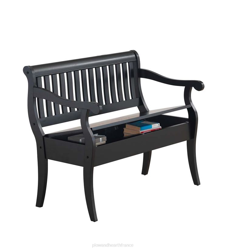 Plow & Hearth articles ménagers banc de rangement à dossier à lattes fabriqué à la main - orme 0BNZ2061