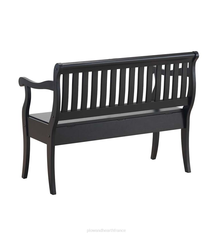 Plow & Hearth articles ménagers banc de rangement à dossier à lattes fabriqué à la main - orme 0BNZ2061