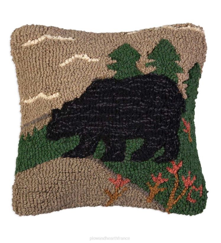 Plow & Hearth articles ménagers Coussin en laine crocheté à la main Bear Meadow 0BNZ2405