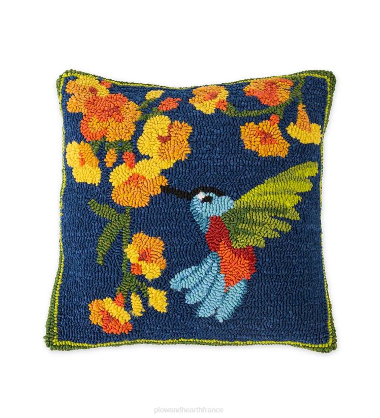 Plow & Hearth articles ménagers Vigne de trompette intérieure/extérieure avec coussin décoratif en polypropylène accroché à un colibri 0BNZ1242