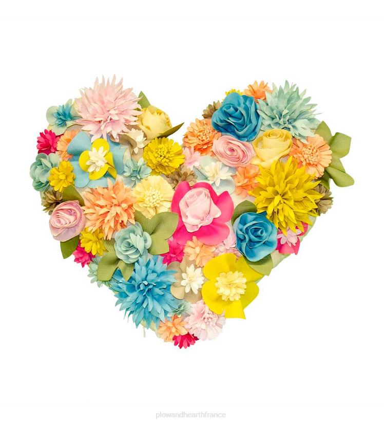 Plow & Hearth articles ménagers coussin coeur bouquet intérieur/extérieur - capri multi 0BNZ1264