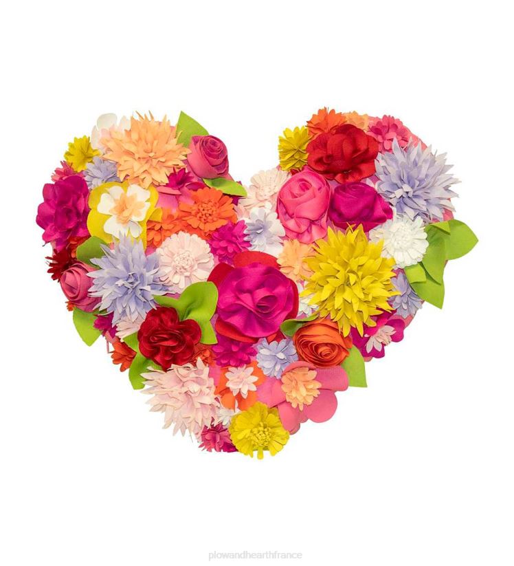 Plow & Hearth articles ménagers coussin coeur bouquet intérieur/extérieur - capri multi 0BNZ1264
