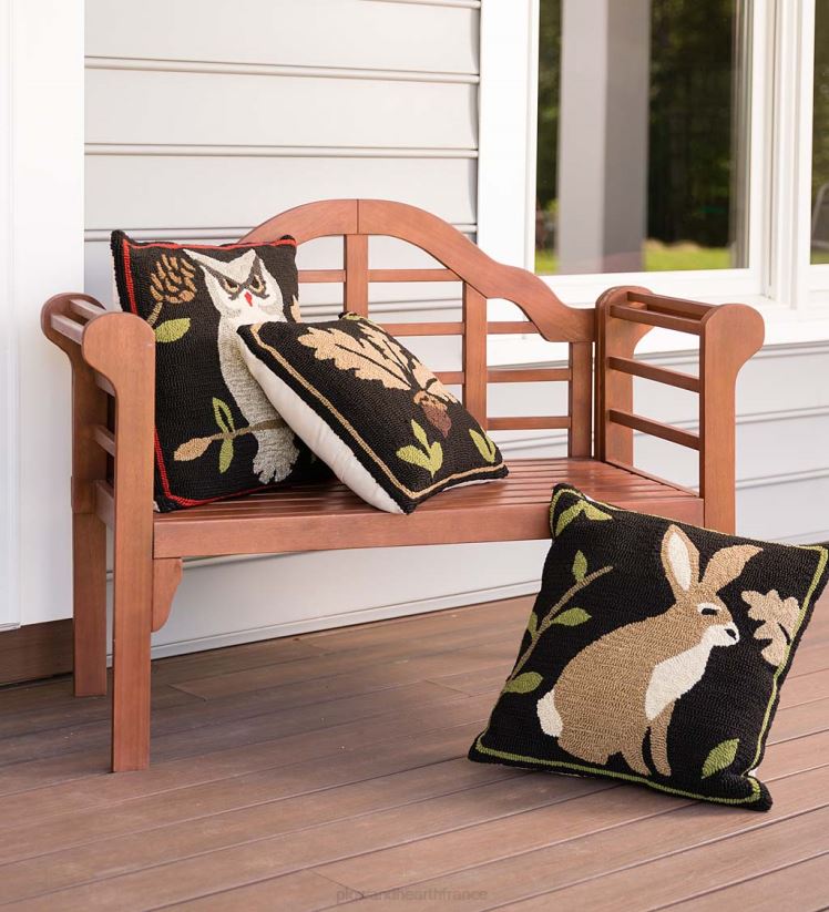 Plow & Hearth articles ménagers coussin décoratif boisé intérieur/extérieur avec lapin 0BNZ1224