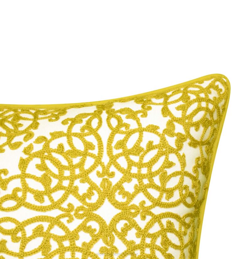 Plow & Hearth articles ménagers coussin décoratif en dentelle brodée intérieur/extérieur - jaune 0BNZ3186