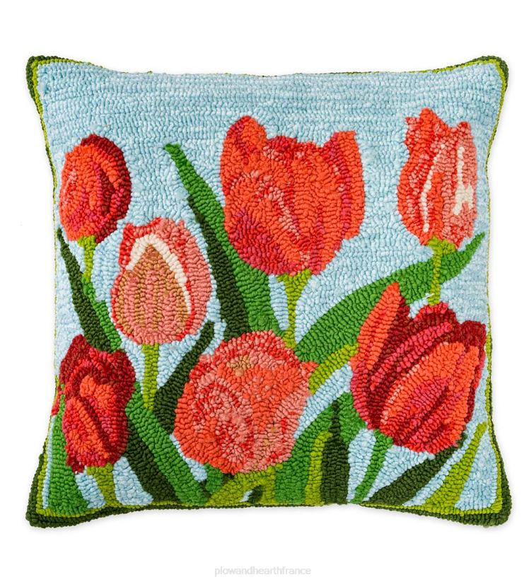 Plow & Hearth articles ménagers coussin décoratif en polypropylène accroché à des tulipes roses d'intérieur/extérieur 0BNZ1254