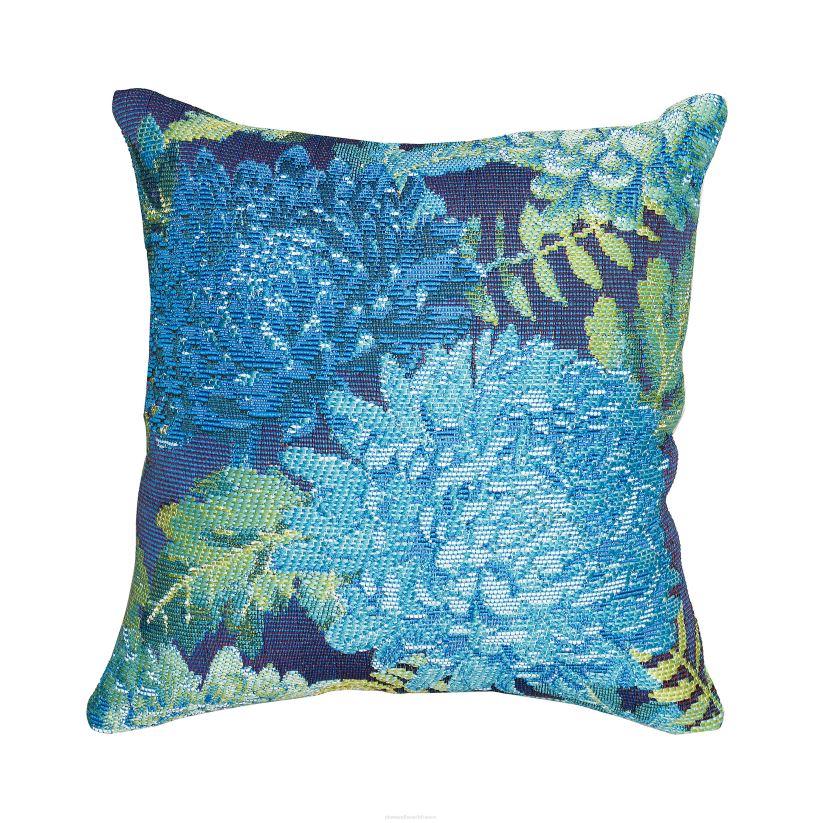 Plow & Hearth articles ménagers coussin décoratif en polypropylène chrysanthème intérieur/extérieur - bleu 0BNZ1243