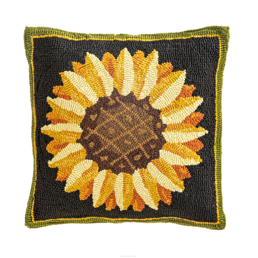 Plow & Hearth articles ménagers coussin décoratif en polypropylène crocheté à la main pour champs de tournesols intérieurs/extérieurs 0BNZ1227