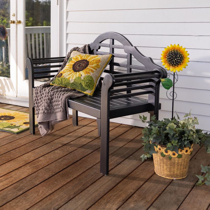 Plow & Hearth articles ménagers coussin décoratif tournesol en polypropylène accroché intérieur/extérieur 0BNZ1251