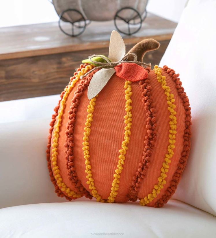 Plow & Hearth articles ménagers oreiller 3d texturé en forme de citrouille 0BNZ2376