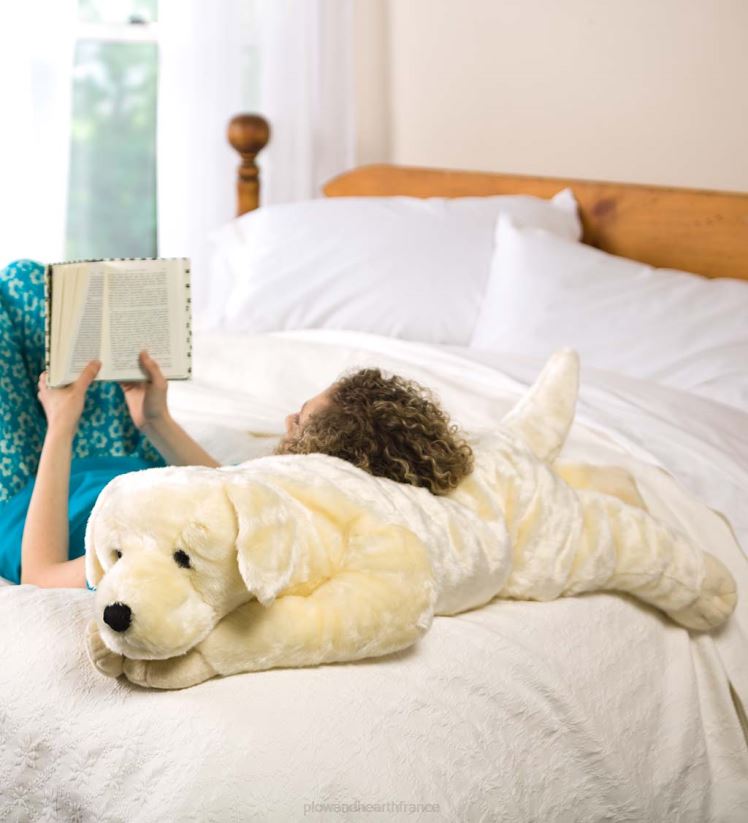 Plow & Hearth articles ménagers oreiller de corps animal câlin en peluche labrador retriever - laboratoire de chocolat 0BNZ2343