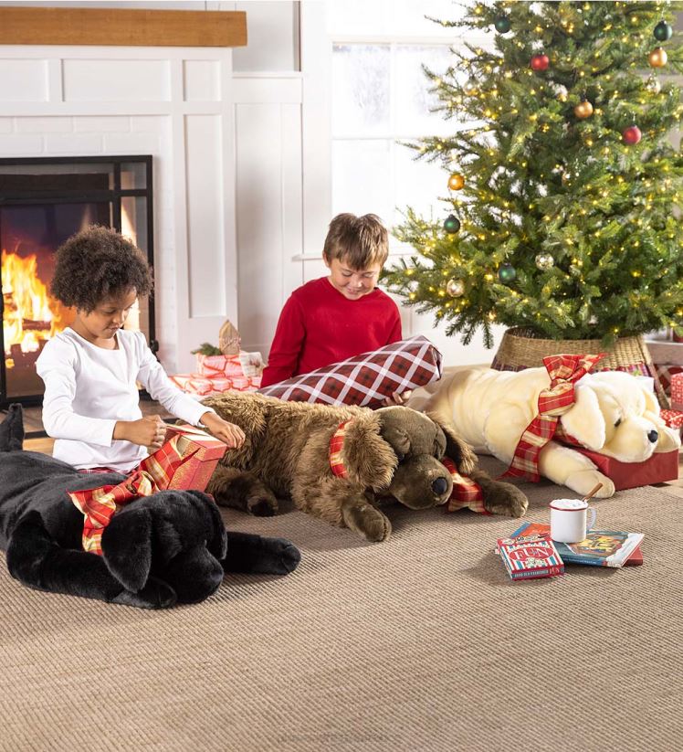 Plow & Hearth articles ménagers oreiller de corps animal câlin en peluche labrador retriever - laboratoire de chocolat 0BNZ2343