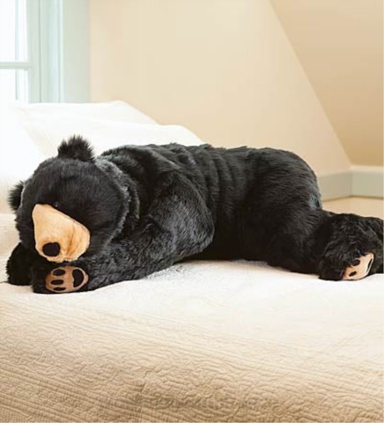 Plow & Hearth articles ménagers oreiller de corps animal câlin en peluche ours noir - noir 0BNZ2349