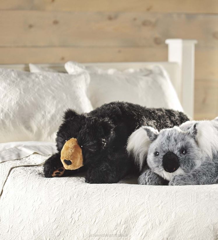 Plow & Hearth articles ménagers oreiller de corps animal câlin en peluche ours noir - noir 0BNZ2349