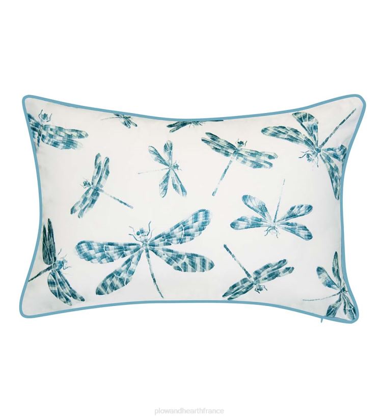Plow & Hearth articles ménagers oreiller lombaire libellule brodé intérieur/extérieur - marine 0BNZ1252