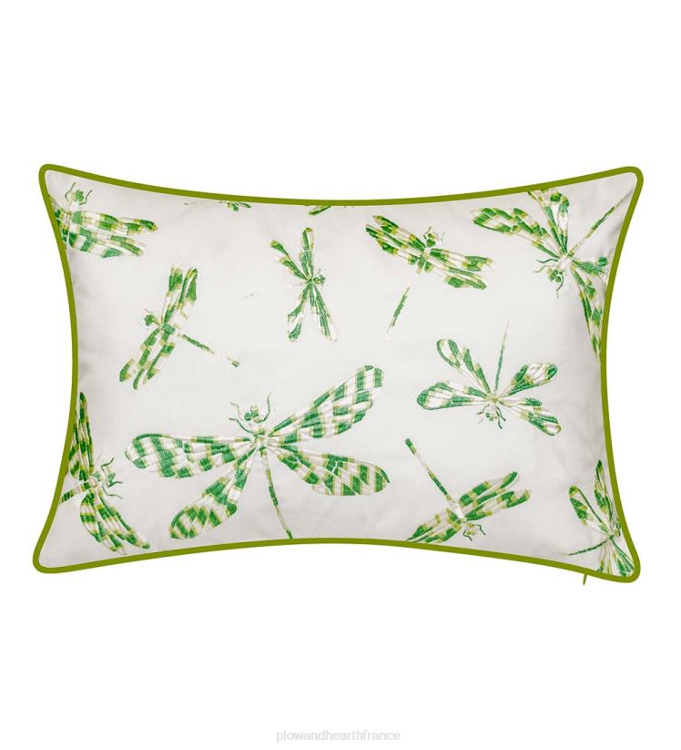 Plow & Hearth articles ménagers oreiller lombaire libellule brodé intérieur/extérieur - marine 0BNZ1252