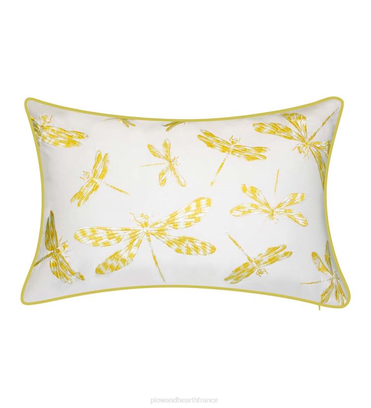 Plow & Hearth articles ménagers oreiller lombaire libellule brodé intérieur/extérieur - marine 0BNZ1252