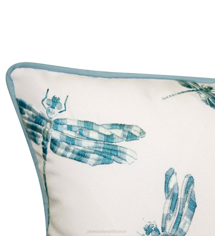Plow & Hearth articles ménagers oreiller lombaire libellule brodé intérieur/extérieur - marine 0BNZ1252