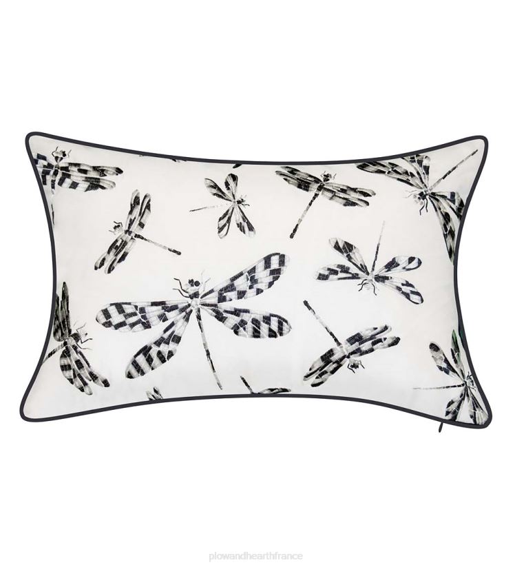Plow & Hearth articles ménagers oreiller lombaire libellule brodé intérieur/extérieur - marine 0BNZ1252