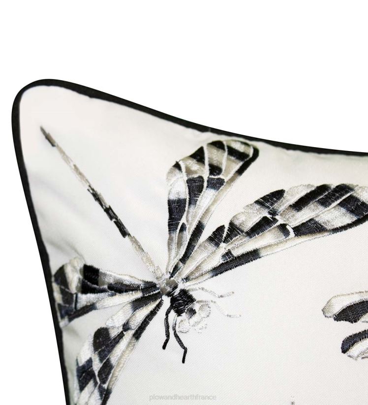 Plow & Hearth articles ménagers oreiller lombaire libellule brodé intérieur/extérieur - marine 0BNZ1252