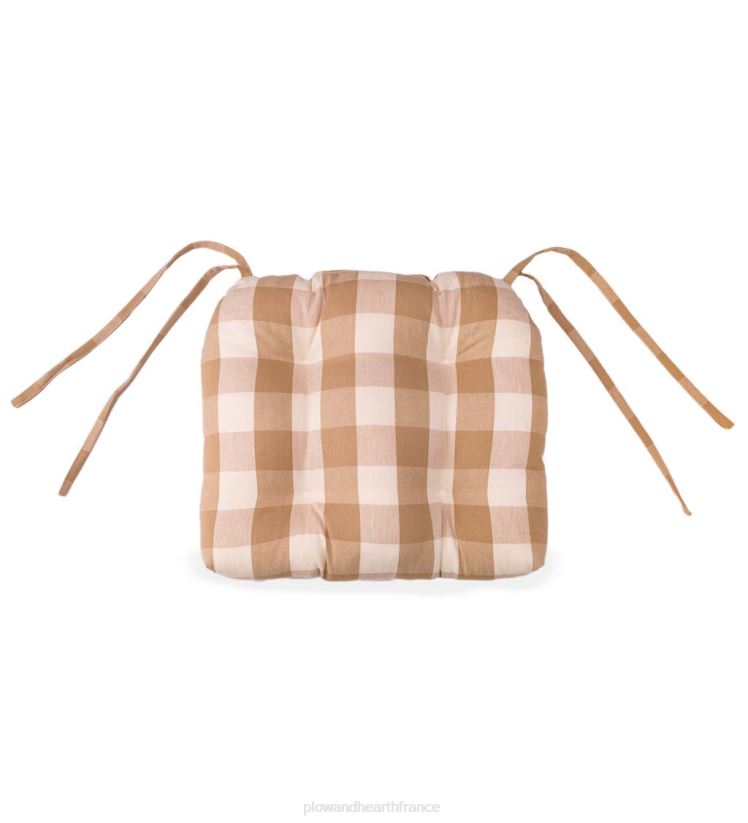 Plow & Hearth articles ménagers Coussin de chaise touffeté réversible à carreaux de buffle avec attaches - bordeaux 0BNZ2097